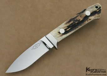 Bob Loveless Custom Knives Stag Riverside Football Logo Drop Point Hunter